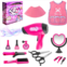 Mastom Girls Beauty Salon Set Pretend Play Hair Stylist Toy Kit with Barber Apron, Hair Dryer, Curling Iron, Mirror, Scissors and Styling Accessories