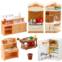 Chivao 43 Pcs Dollhouse Furniture Kitchen Play Set Miniature Refrigerator with Mini Food Pots and Pans Set Pretend Play Kitchen Accessories Kitchen Toys