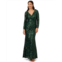 Adrianna Papell Long Sleeve Sequin & Lace Mermaid Gown