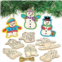 Baker Ross AX507 Snowman Wooden Decorations - Pack of 12, Christmas Decorations for Kids to Decorate and Display, Ideal Kids Arts and Crafts Project