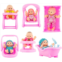 PowerTRC 6 Set of Mini Baby Dolls Collection with High Chair, Cradle, Walker, Swing, Bathtub and Baby Seat for Kids