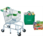 Teamson Kids Little Helper Dallas Play Shopping Cart with Fold-Out Seat, Pretend Food, Grocery Bag - for 3yrs and Up, Pretend Play Store, Chrome/Green