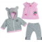 Sophias Baby Doll Outfit Includes Panda Bear Hooded Sweatshirt, Pink Tunic, and Gray Polka Dot Leggings 3 Piece Set for 15 Dolls, Pink/Gray