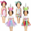 Bencailor 4 Set Doll Clothes for Baby Dolls Adorable Unicorn Print Cotton Outfits Include Unicorn Dress, Unicorn Headband, Jumpsuit, Rainbow Tutu for 14-18 Inches Dolls Accessories