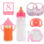 COSYOVE Baby Doll Accessories with Disappearing Milk & Juice, Pacifier, Bib, Plate, Fork, Spoon - Pretend Play Set for Girls, Toddlers & Kids (DA003)