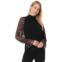 Womens CeCe Mixed Media Mock Neck Knit Top
