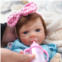 MYREBABY 17 Realistic and Cute Eyes Opened Reborn Newborn Doll Girl Named Ashley with Blue Eyes, Lifelike Baby Dolls That Look Real for 3+ Year Old