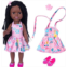 Ecore Fun 14.5 Inch Black Baby Doll Baby Girl Doll with Clothes Set African American Washable Realistic Silicone Girl Dolls with Cute Dress and Shoes