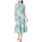 Adrianna Papell Mock Neck Printed Water Color Midi Dress