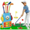 Mililier Toddler Golf Set,Kids Golf Set with 10 Golf Balls,1 Putting Mat,4 Toddler Golf Clubs and 2 Practice Holes,Indoor Outdoor Sports Golf Toy for Toddlers Age 3 4 5 Years Old Birthday