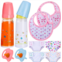 Shappy 10 Pcs Baby Doll Accessories Set Include Disappearing Milk and Juice Bottles, Pacifier, Bibs, Diapers, Baby Doll Feeding Set, Toy Baby Bottles for Dolls for Girls Christmas