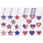 Tenare 80 Pieces 4th of July Stickers for Kid Patriotic Star Heart Sticker US Independence Day Sticker PVC Self Adhesive American Flag Face Label for Kid Arts Greeting Card Party D