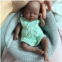 Mire & Mire 7 Boy Reborn Baby Dolls Silicone Full Body Soft Mini Realistic Newborn Baby Dolls Real Life Tiny Baby Doll with Feeding Accessories（Green）