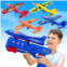 LJZJ 4 Pack Airplane Launcher Toys, 2 Flight Modes LED Foam Glider Catapult Plane, Outdoor Flying Toy for Kids, Birthday Gifts for Boy Girl 4 5 6 7 8 9 10 11 12 Year Old, B-Day Party Su