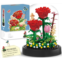 Bestbase Flower Bouquets Building Toys - 596 PCS Red Rose Building Blocks Kit, Mothers Day Mini Toy Building Sets with Dust Cover Gifts for Women, Office Desk/Mothers Day Decoratio