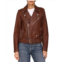 Womens Avec Les Filles Genuine Leather Relaxed Biker Jacket