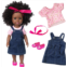 Ecore Fun 14.5 African Baby Girl Doll with Clothes Set - Washable Realistic Silicone Toy - Best Gift for Kids