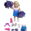 American Fashion World Pink and Blue Cheer Uniform for 18-inch Dolls 6 Piece Set Premium Quality & Trendy Design Dolls Clothes Outfit Fashions for Dolls for Popular Brands