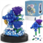 Cieyan Flower Bouquets Building Sets, 630PCS Blue Rose Building Blocks with Dust Cover Forever Rose Home Decor, Birthday Gifts Valentines Day Gifts for Her Women Mom Girlfriend Wife