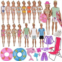 ztweden 42Pcs Doll Clothes and Swimming Accessories for 12 inch Boy and Girl Dolls Includes Bikini Swim Suit Swim Trunks Skateboard Lifebuoys Chair Diving Swimming Sets for 12 inch