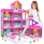 Beefunni Doll House, 11 Rooms 4 Stories Dollhouse for Girls with 2 Dolls Furniture & Accessories, Dollhouse for 4-7 Year Old Girls, Doll House 2024 Birthday Gifts for 3 4 5 6 7 8+