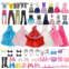 Toymaker 100Pcs Doll Clothes and Accessories with Princess Gowns,Fashion Dresses,Tops & Pants,Swimsuits, Shoes,Hangers,Bikini,Crown,Doll Dress up Toys Gifts for Age 3+ Girl