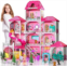 TEMI Dream Doll House Girls Toys- 4-Story 12 Rooms Playhouse 4-5 Year Old w/ 2 Dolls, Dollhouse Furniture Accessories, Pretend Cottage Toy House, Toddler for Kids Ages 3 4 5 6 7