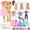 Carreuty 36 PCS Doll Clothes for 11.5 inch Girl Doll Including 1 The Movie Pink Dress 1 Sequn Outfits 1 Winter Set 3 Fashion Dress 1 Shawls 14 Makeup Kit 1 Hat 12 Pair Shoes in Random for G