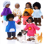 Skylety 10 Pcs Wooden Dollhouse Family Set of 8 Mini People Figures and 2 Pets, Dollhouse Dolls Wooden Doll Family Pretend Play Figures Accessories for Pretend Dollhouse Toy (Cute Style)
