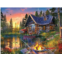 Springbok Sun Kissed Cabin 500 Piece Jigsaw Puzzle for Adults Features a Fishing Cabin by The Lake in a Colorful Illustration