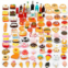 Skylety 100 Pieces Miniature Food Drinks Toys Mixed Resin Foods for Doll Kitchen Pretend Play Mini Food Set for Adults Teenagers Doll House