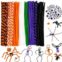 Whaline 500Pcs Halloween Pipe Cleaners Set Includes 8 Colors Chenille Stems 5 Sizes Wiggle Googly Eyes 4 Sizes Pompoms for Halloween Party DIY Art Craft Supplies (Black, Orange, Wh
