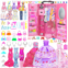 Carreuty 165 PCS Dream Closet with Clothes and Accessories for Doll Storage Including Wardrobe 22 Pack Complete Clothes Shoes Hangers and Other Accessories for 11.5 inch Girl Dolls(No Doll)
