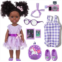 ZNTWEI 14.5 Inch Black Dolls and Black Baby Doll Clothes Accessories Including Unicorn Backpack Ipad Phone Glasses Shoes Camera Headband Hairpin