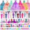 IBayda 49 Pack Mini Doll Clothes and Accessories Set for 11.5 inch Girl Dolls Include 3 Long Princess Dresses, 4 Tops, 4 Pants, 3 Bikinis, 5 Short Dresses, 10 Shoes, 10 Handbag, 10 Hanger
