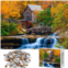 RECHIATO 1000 Pieces for Glade Creek Grist Mill During in Fall Puzzles, Fall Jigsaw Puzzles for Adults 1000 Pieces and Up, Landscape Puzzle Gifts for Women & Mom.