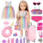 GIFTINBOX 29PCS 18 Inch Girl Doll Clothes and Accessories-Travel Play Set for Dolls, Doll Stuff with Clothes, Luggage, Swimsuit, Wallet cashes... Gifts for Girls Birthday, Christma
