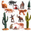 Fantarea Simulation Ancient Biological Model Figures Playsets 14 PCS Prehistoric Animals Primitive Humans Cavemen Living and Hunting Scene Toys for Boys Girls Kids