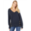 Elliott Lauren Cozy Yarn V-Neck Sweater w/ Side Seam Button Details