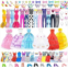 VLUSSO 75Pcs Doll Clothes and Accessories Fashion Design kit for 11.5 Inch Doll Dress Up Including 2 Wedding Gown Dresses 1 Fashion Dress 2 Party Dress 8 Mini Dresses 3 Tops and Pants 10