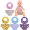 UNICORN ELEMENT 8Pcs Baby Doll Accessories, Including 4 Pack Doll Diapers Underwear and 4 Pack Doll Bibs with Cartoon Fruit Ice Cream Pattern for 14-18 Inch Baby Dolls