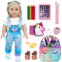 DONTNO American 18 Inch Doll Accessories, Cute School Supplies Set for 18 Inch Doll- Doll Clothes, Denim Suspenders, Doll Bag, Pencil, Ruler, American Doll for Kids