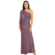 Adrianna Papell One Shoulder Metallic Knit Side Draped Mermaid Gown