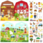 Whaline 252Pcs Farm Animal Stickers for Kids Cute Farm Animals Foam Stickers with Farm Theme Background Paper Self-Adhesive Decorative Foam Decals for Birthday Party Home Classroom