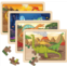 SYNARRY Wooden Dinosaur Puzzles for Kids Ages 3-5, 4 Packs 24 PCs Jigsaw Puzzles Preschool Educational Brain Teaser Boards Toys Gifts Toddlers Children, Wood Puzzles for 2 3 4 5 6