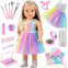 UNICORN ELEMENT 15 Pcs 18 Inch Girl Doll Accessories Clothes Makeup Set - Doll Dress with Makeup Stuff for My Our Life Journey Generation Girl Doll Clothes and Accessories(Doll not