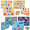 Asher and Olivia Wooden Toddler Puzzles (6-Pack) and Storage Rack, Peg Puzzles, Alphabet, Numbers, Shapes, Animals