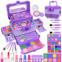 Dpai 54 Pcs Kids Makeup Kit for Girls, Princess Real Washable Pretend Play Cosmetic Set Toys with Mirror, Non-Toxic & Safe, Birthday Gifts for 3 4 5 6 7 8 9 10 Years Old Girls Kids (Pur