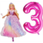 Toyland Foil Barbie Balloon Pack - 1 x 42 Character Shape Balloon & 1 x 40 Number Balloon - Kids Party Decorations