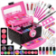 60Pcs Kid Makeup Kit for Girls 6-12, FunKidz Three Layers Folding Make Up Box Toy Set Child Beauty Cosmetic Kits for Little Girls Party Gifts